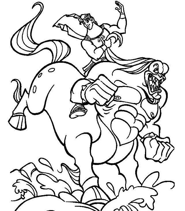 coloriage hercule fait du rodeo